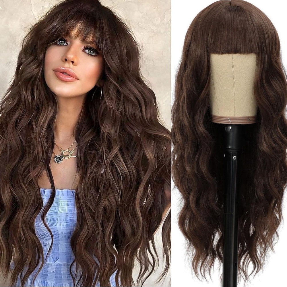 Beautiful 32” hair wig extension brown/copper highlights